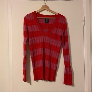 2/15$ Pink & Red Striped Sweater